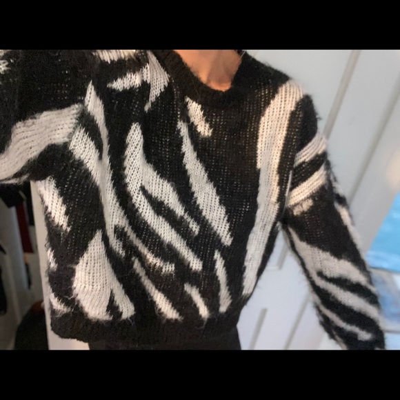 Size S zebra fuzzy sweater! - Picture 2 of 2